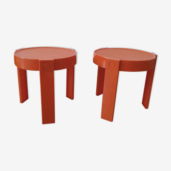 Paire de table de chevet oranges