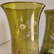 Paire de vases en verre émaillé avec libellule, attribués à Legras