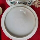 Flat, dessert, hollow plates and tureen in old earthenware