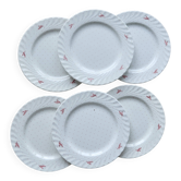 6 assiettes à dessert vintage porcelaine Fontebasso - Décor pois rouges