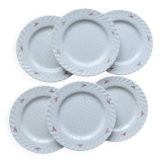 6 vintage porcelain dessert plates Fontebasso - Red polka dot design