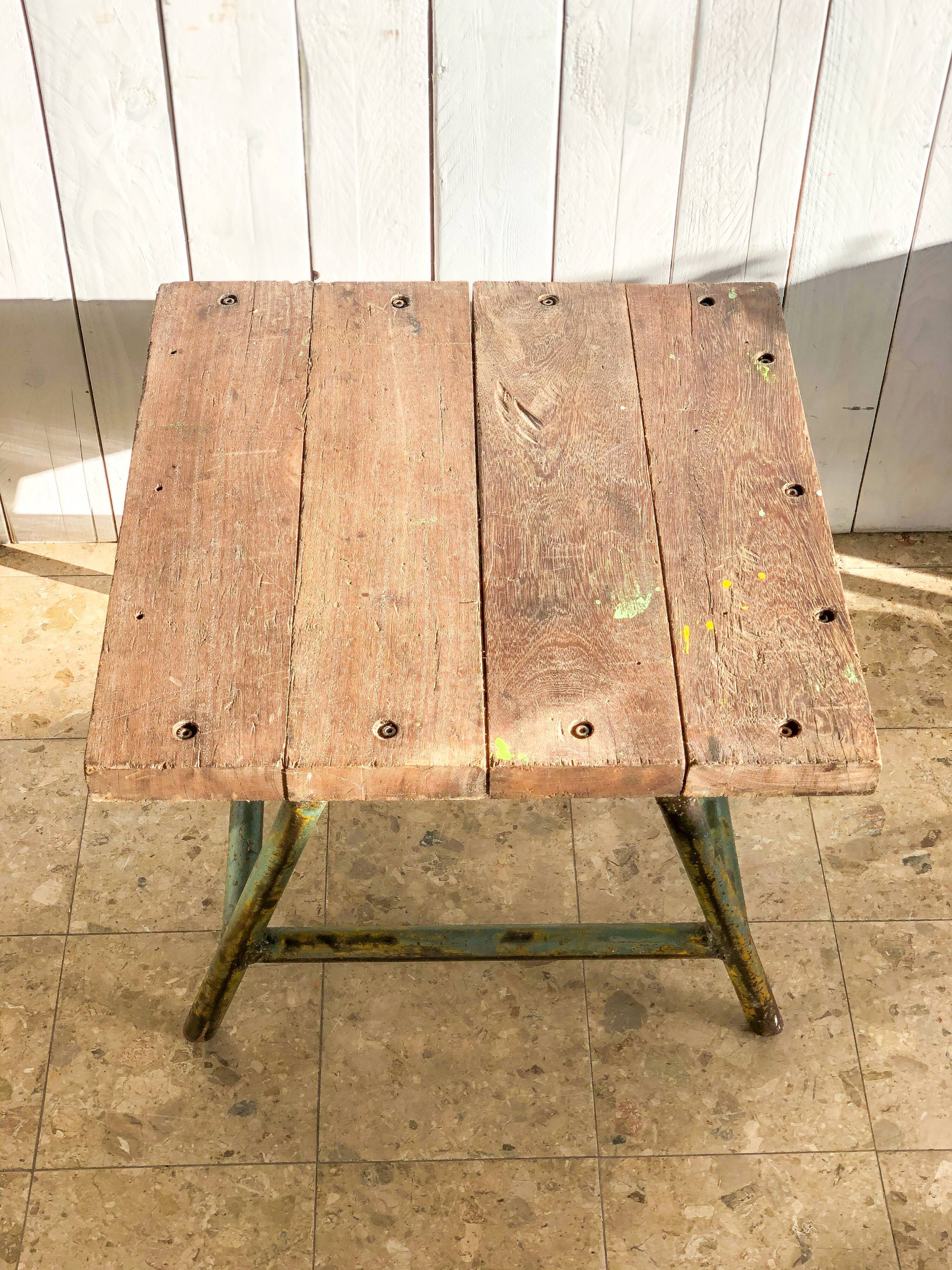 Industrial coffee table patina green