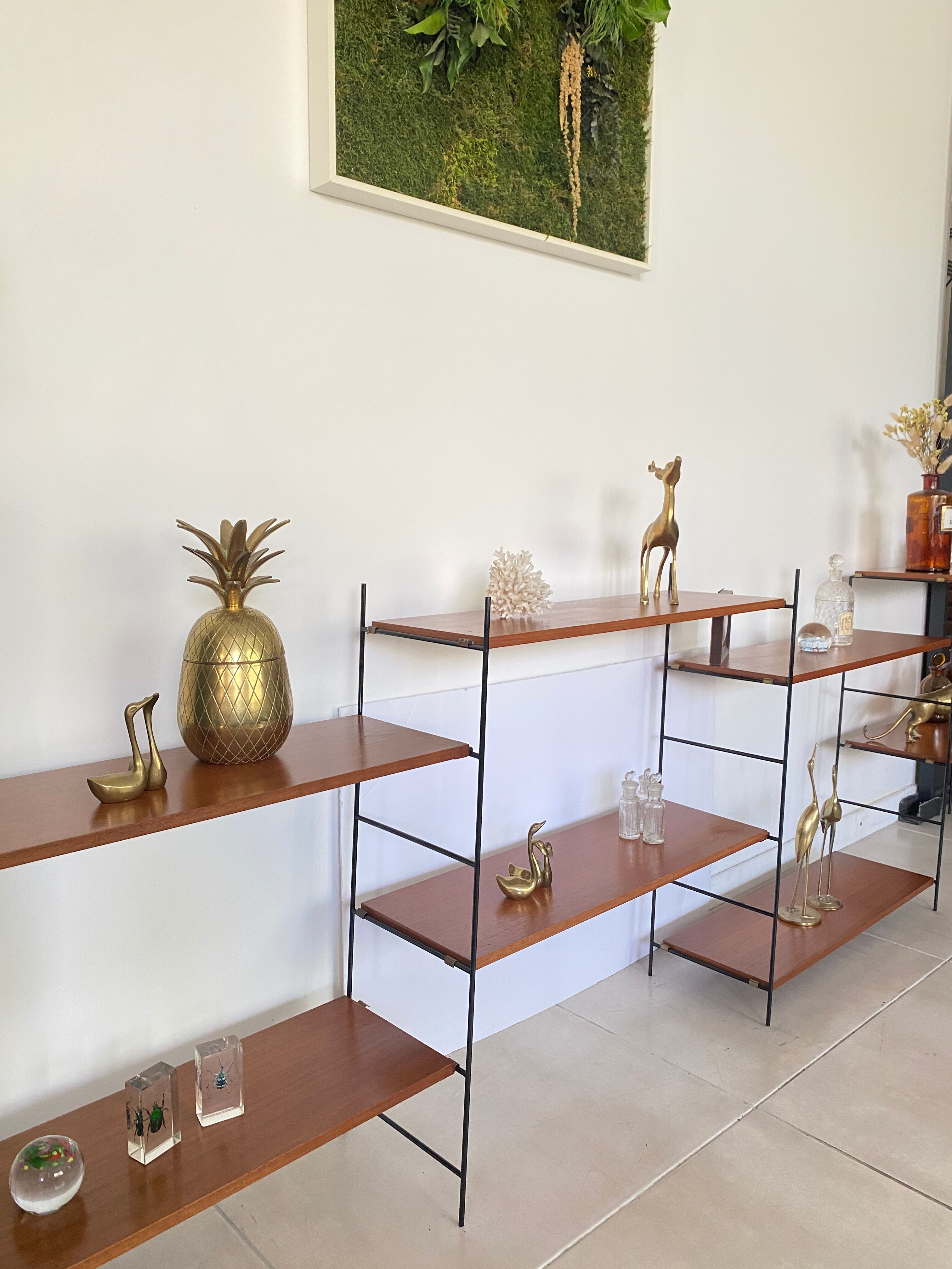 Vintage wooden string shelves