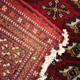 Traditional small vintage red wool persian rug handmade oriental area rug - 67x138cm