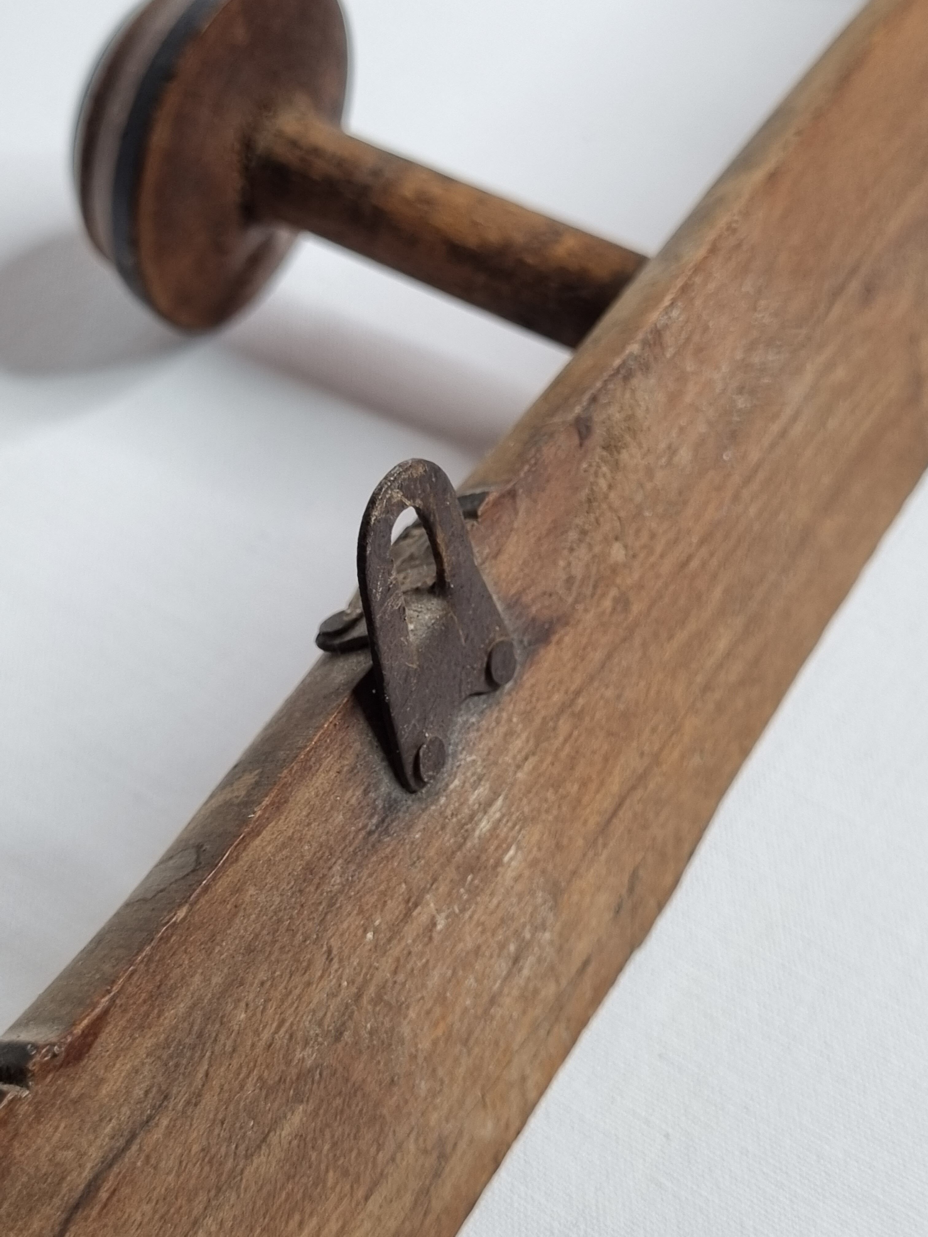 Old rustic wooden coat rack turned in imitation of bamboo 1900, 6 hooks