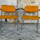 Pair of Vintage 1970s Chrome Metal Armchairs with Orange Fabric and Wood