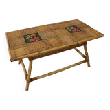 Audoux Minnet attribution rattan coffee table