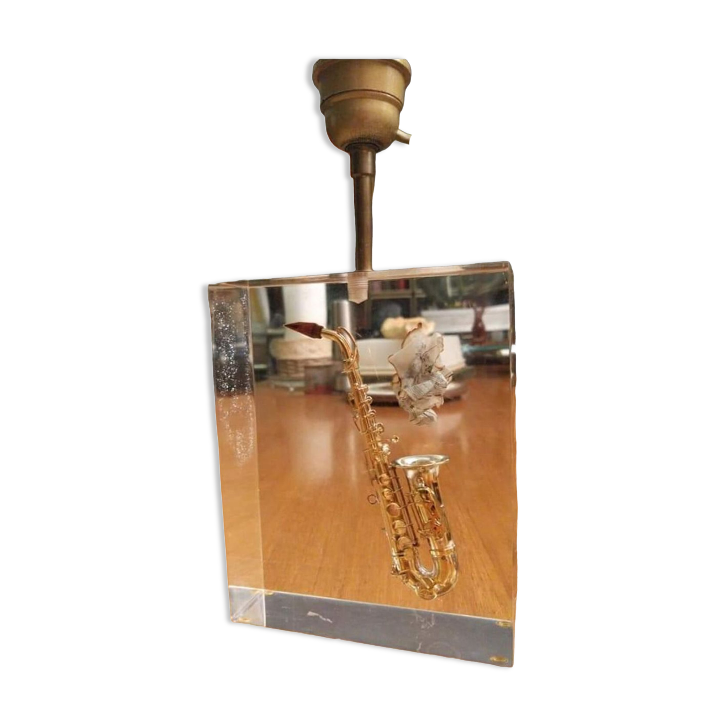 Fractal resin lamp base with inclusion by Pierre Giraudon circa 1970