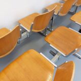 Suite of 4 vintage Giancarlo Piretti benches for Castelli in wood and aluminum