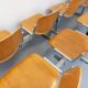 Suite of 4 vintage Giancarlo Piretti benches for Castelli in wood and aluminum