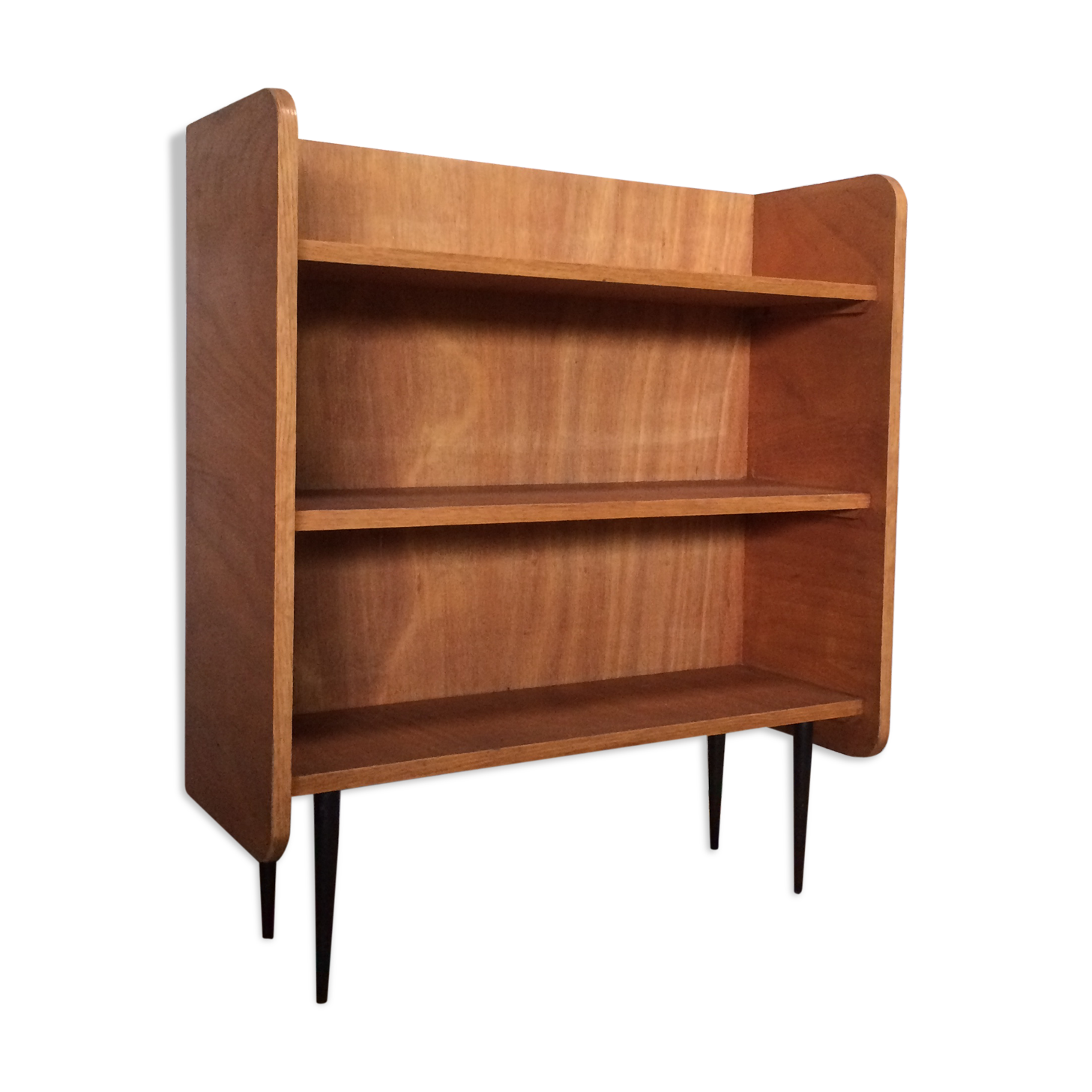 Bibliothèque scandinave chêne clair et métal