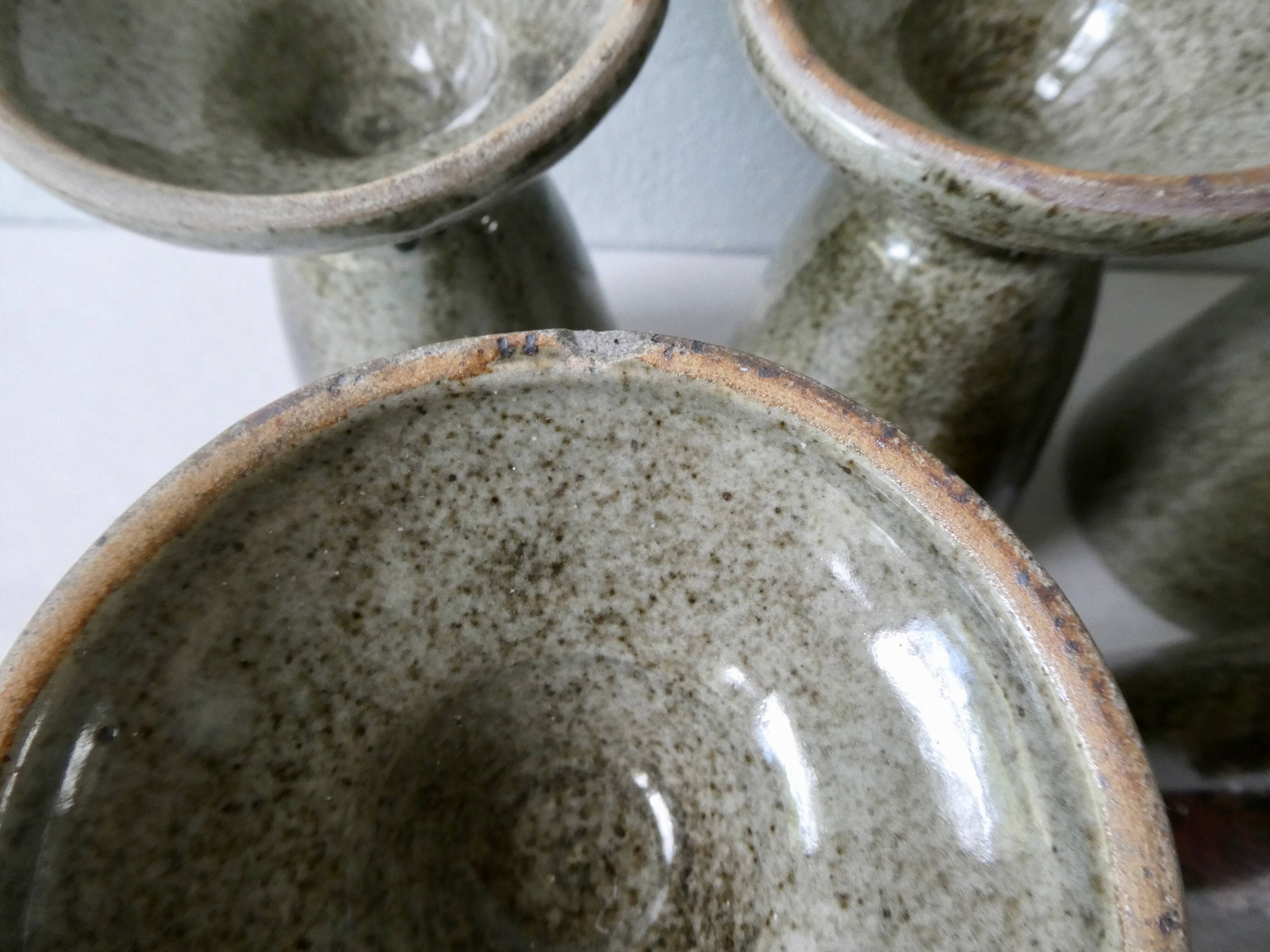 Set of 5 mazagrans made of khaki sandstone