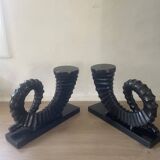 vintage sculptural bookends, ram's horns