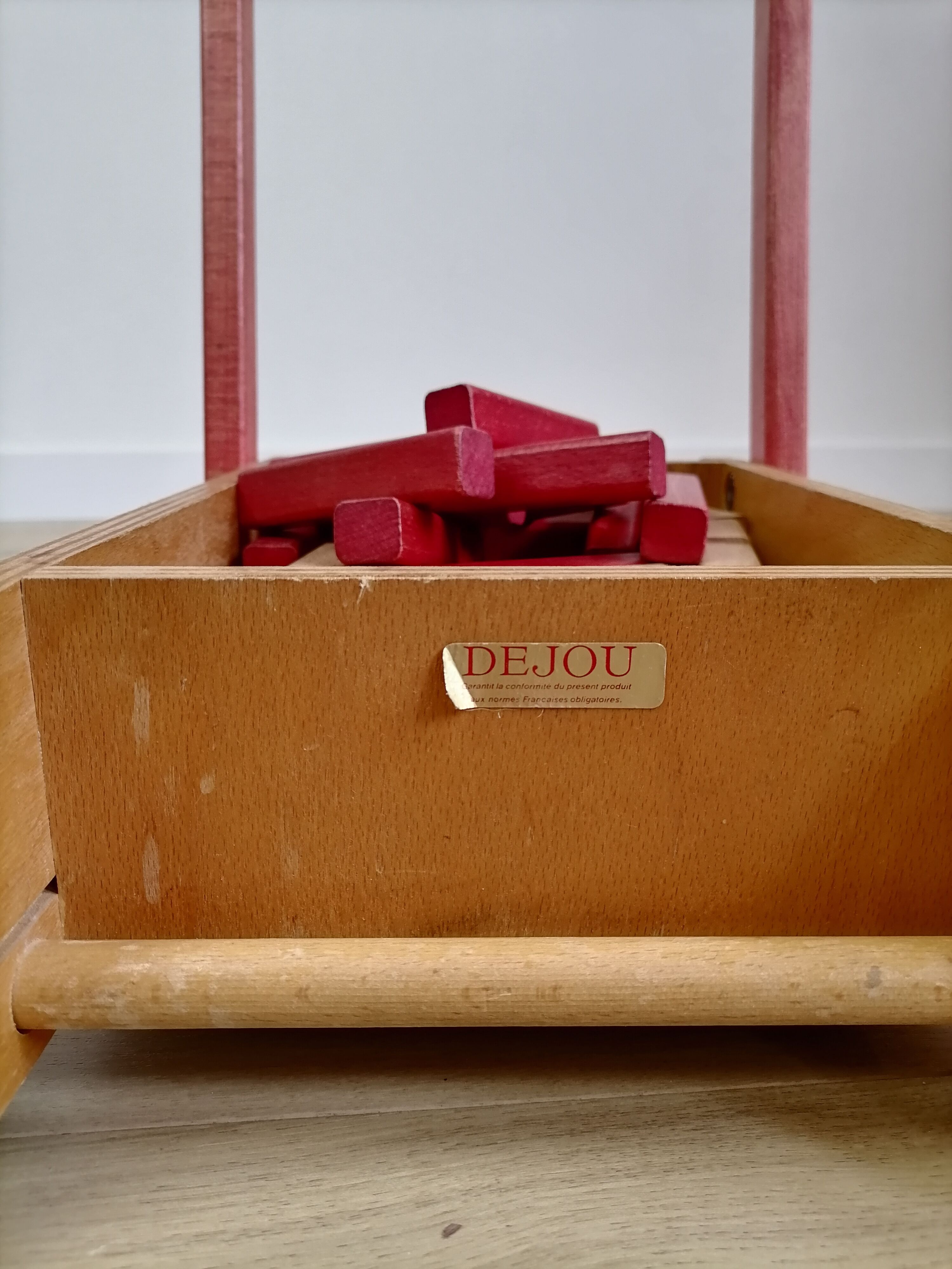 Walking trolley with wooden toy tray