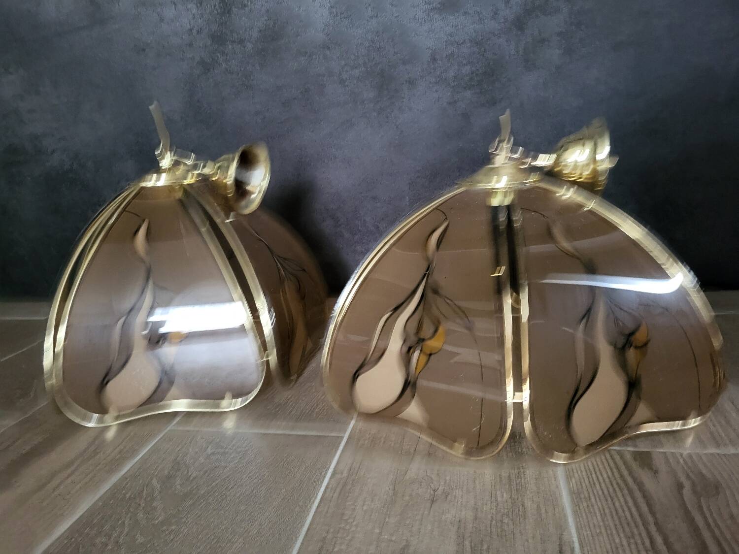 2 art deco pendant lights