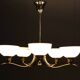 Art Deco brass chandelier with cream opaline glass, Czechoslovakia 1930s
