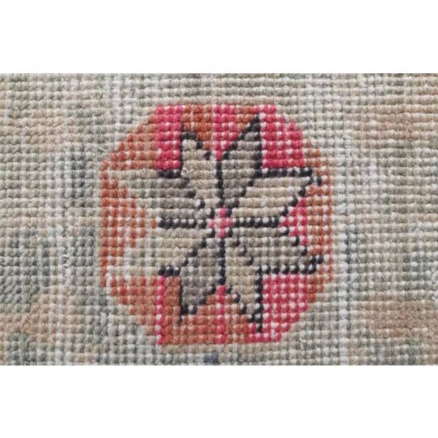 Vintage Turkish Hand-Knotted Wool Cotton Pink Runner Rug 105x228
