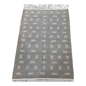 Tapis gris et blanc fait main en