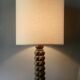 Turned wooden lamp, Charles Dudouyt style, around 1950.