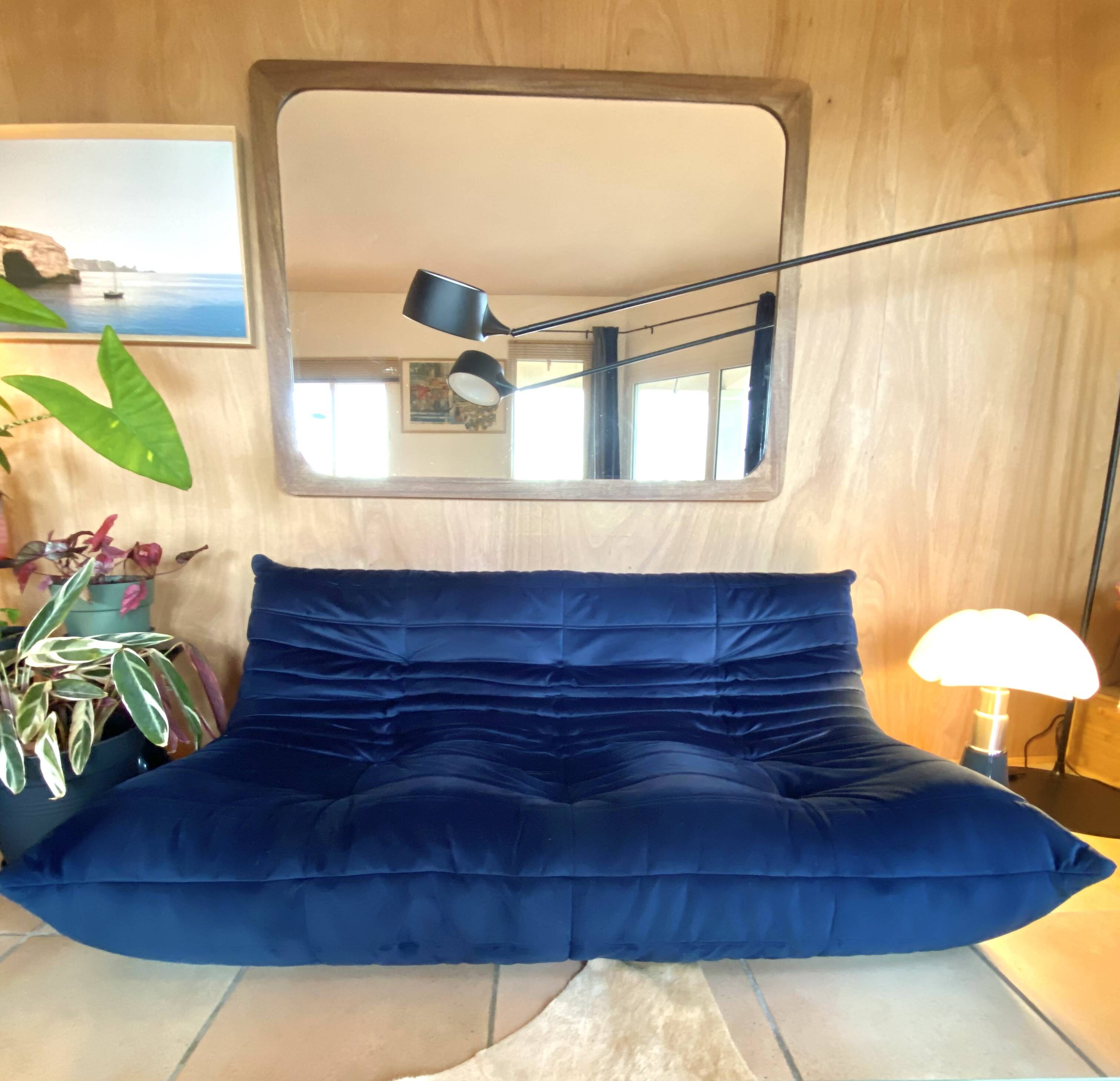 Togo 3-seater sofa in midnight blue velvet
