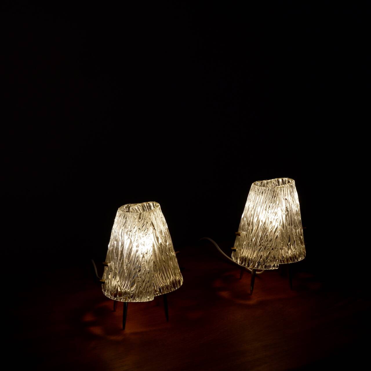 Pair of glass desk lamps by J.T. Kalmar