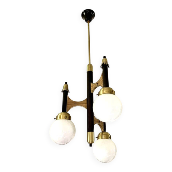 Lustre cascade de 3 globes Targetti 1950