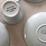 Lot de 6 tasses à café avec leurs soucoupes et 1 plat rectangulaire