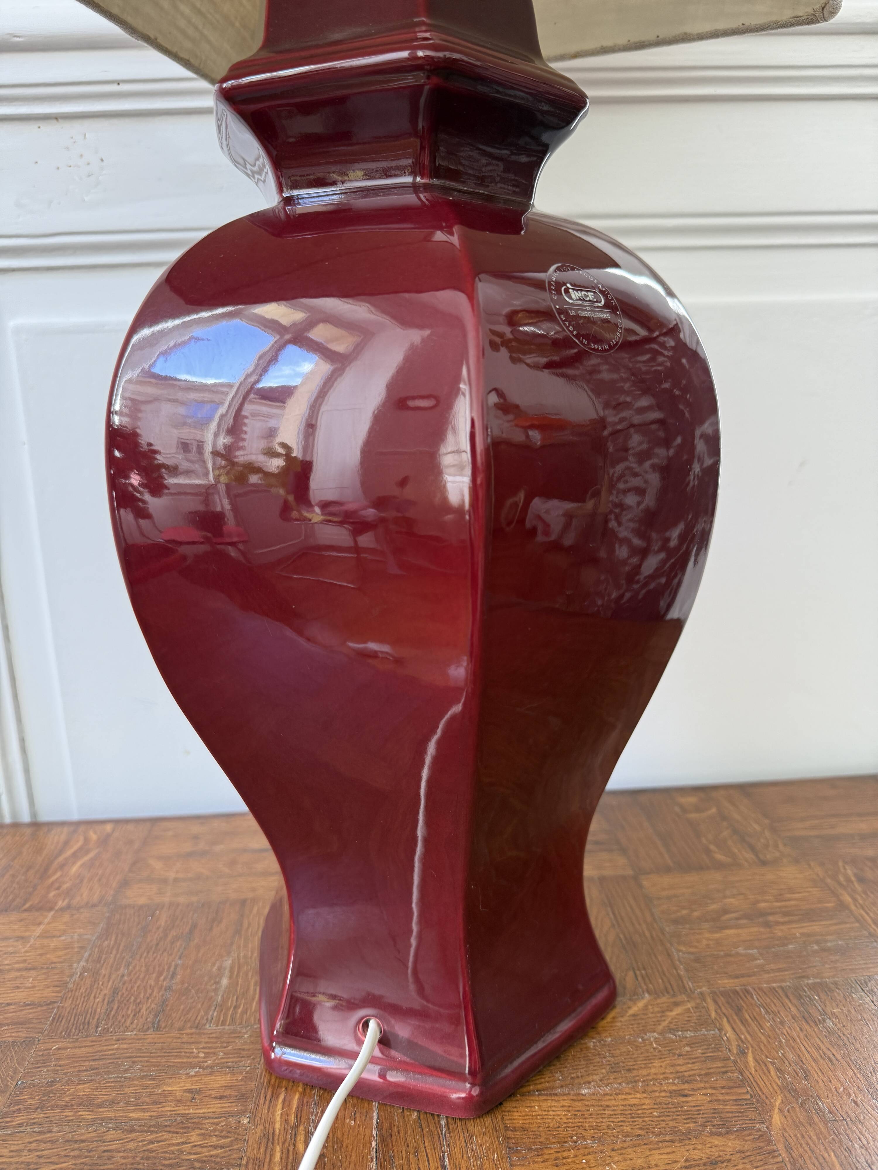 Large red ceramic lamp