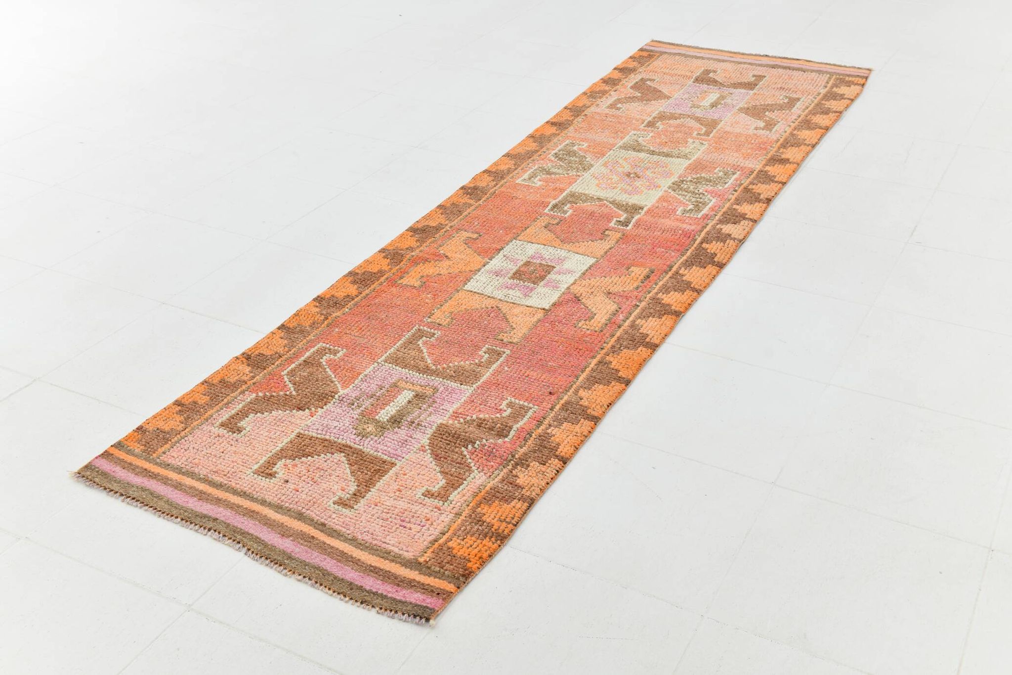 3x11 Colorful Turkish Vintage Runner Rug, 92x328Cm