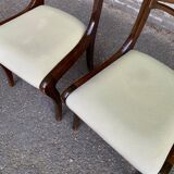 2 solid mahogany and beige fabric chairs, Louis Philippe style