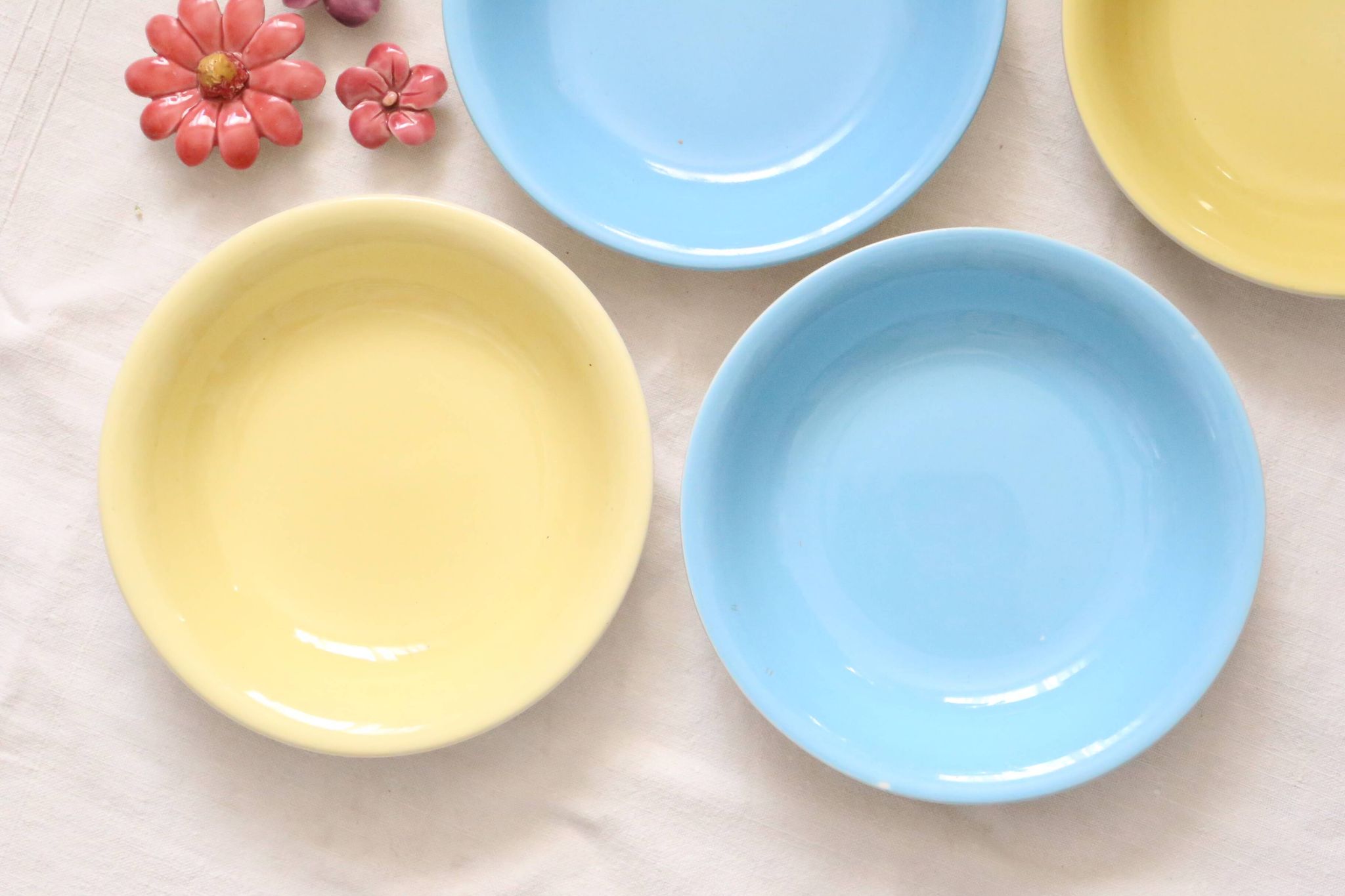 Set de 4 assiettes calottes / creuses en céramique, BOCH, vintage