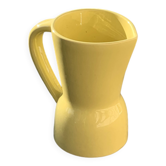 Pitcher, Saint Clément yellow ceramic carafe made in France, vintage stamp and number