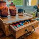 Olive wood storage cabinet