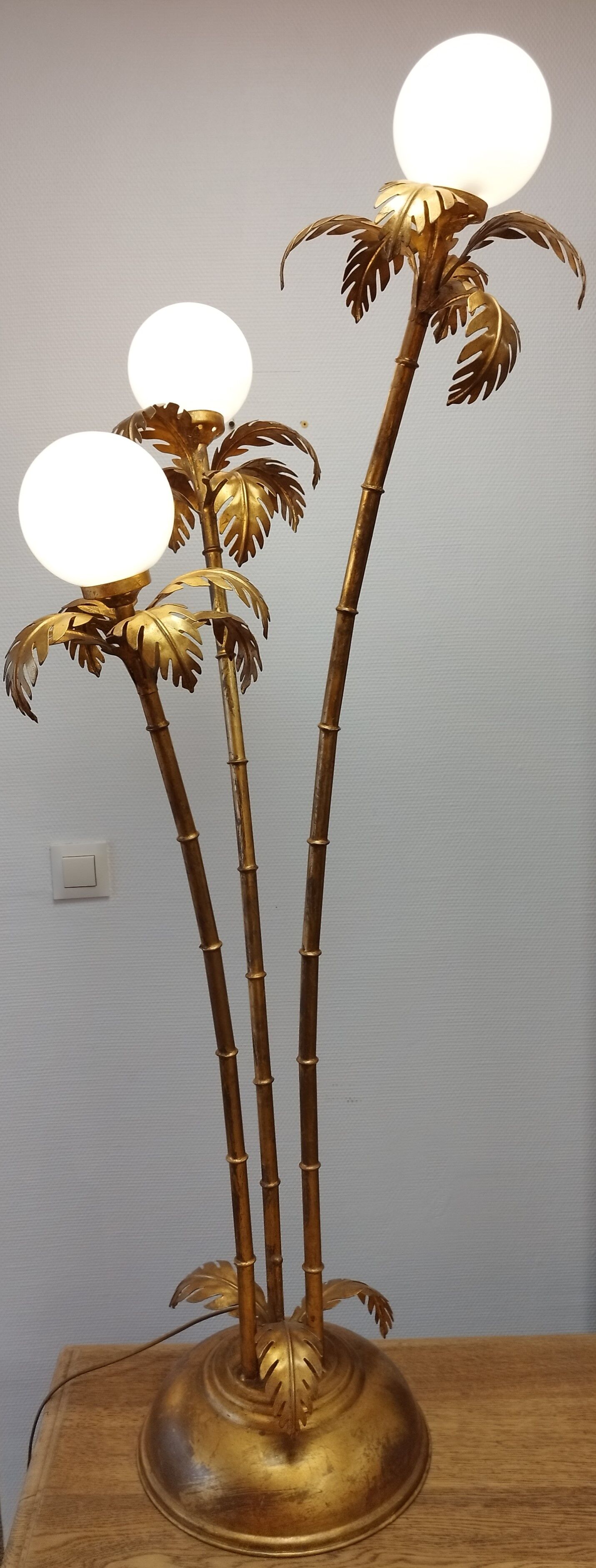 3-globe gilded metal floor lamp