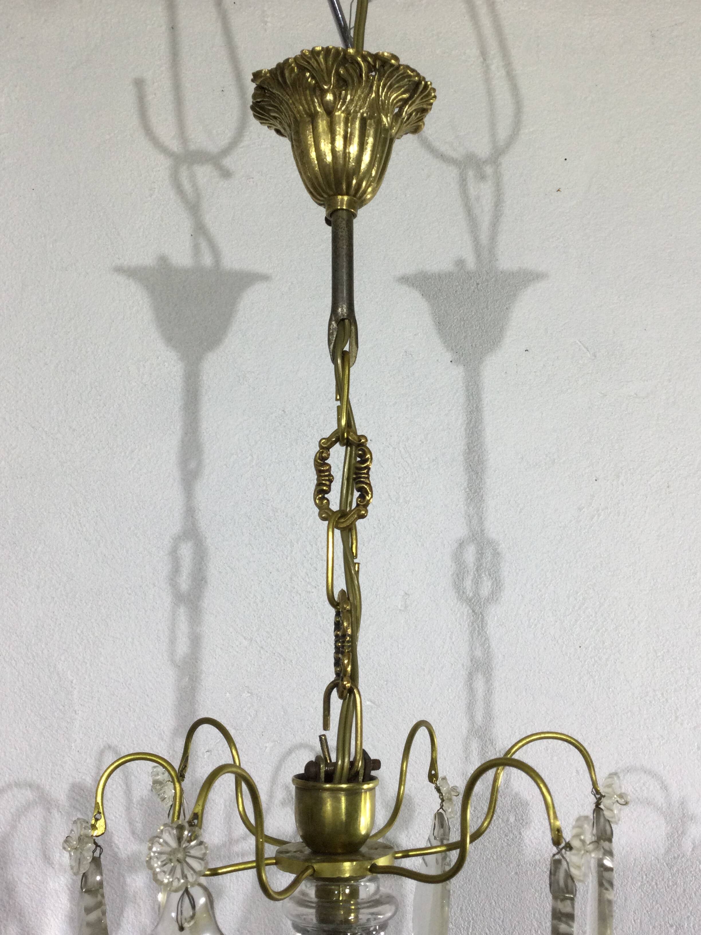 Chandelier 4 lights bronze and tassels