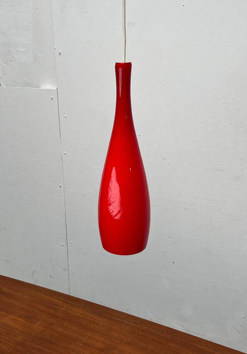 Glass pendant lamp of the mid-century Danish model by Jacob E. Bang for Fog & Mørup and Holmegaard, 1960s.