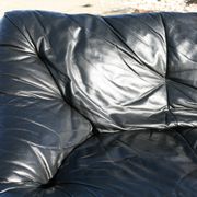 De Pas, D'Urbino and Lomazzi sofa, France, 1980s, black leather, Cinna