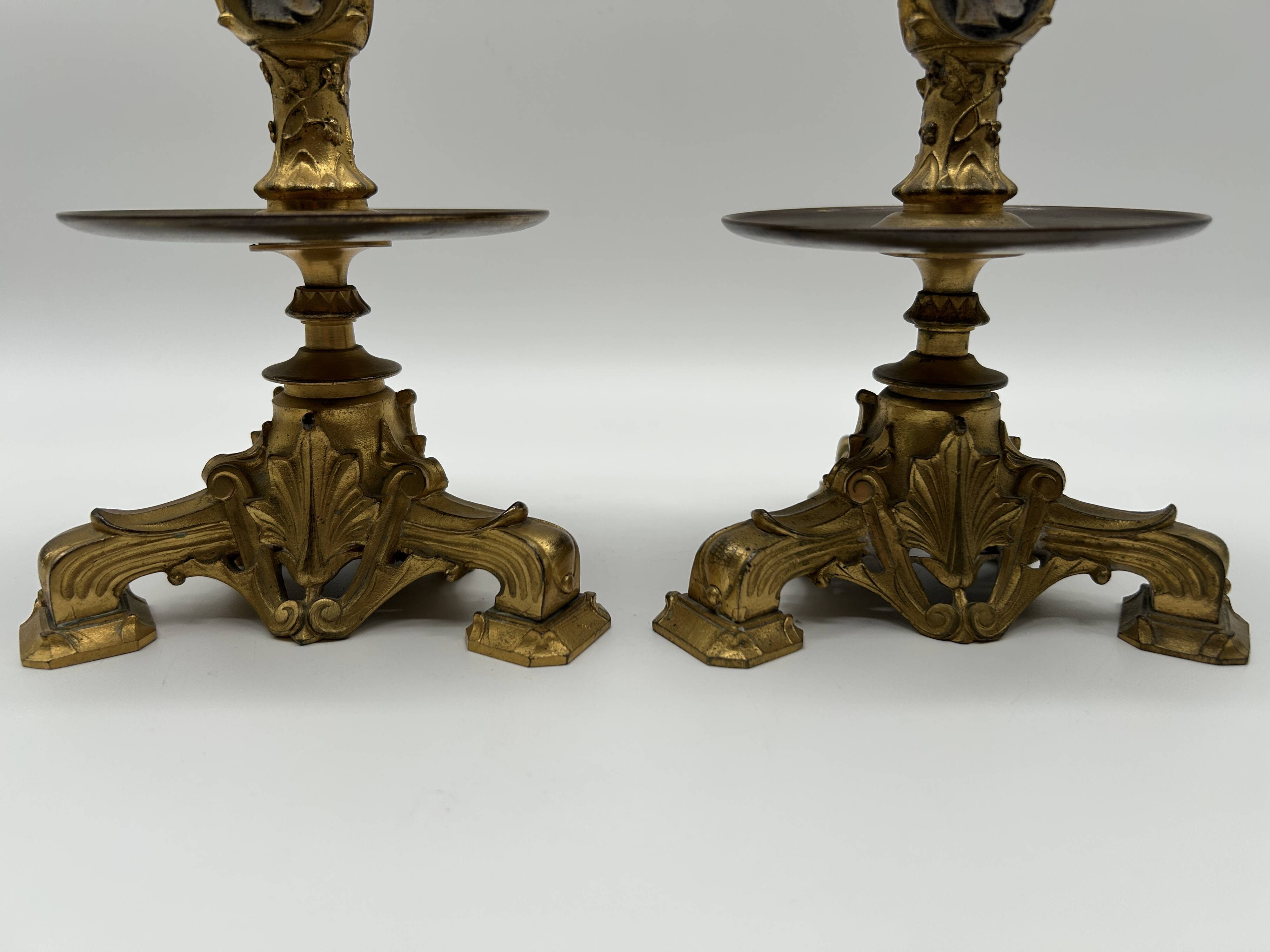 Pair of gilt bronze candlesticks by Cailleux - Barbedienne
