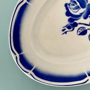 Ravier vintage motif fleurs bleues