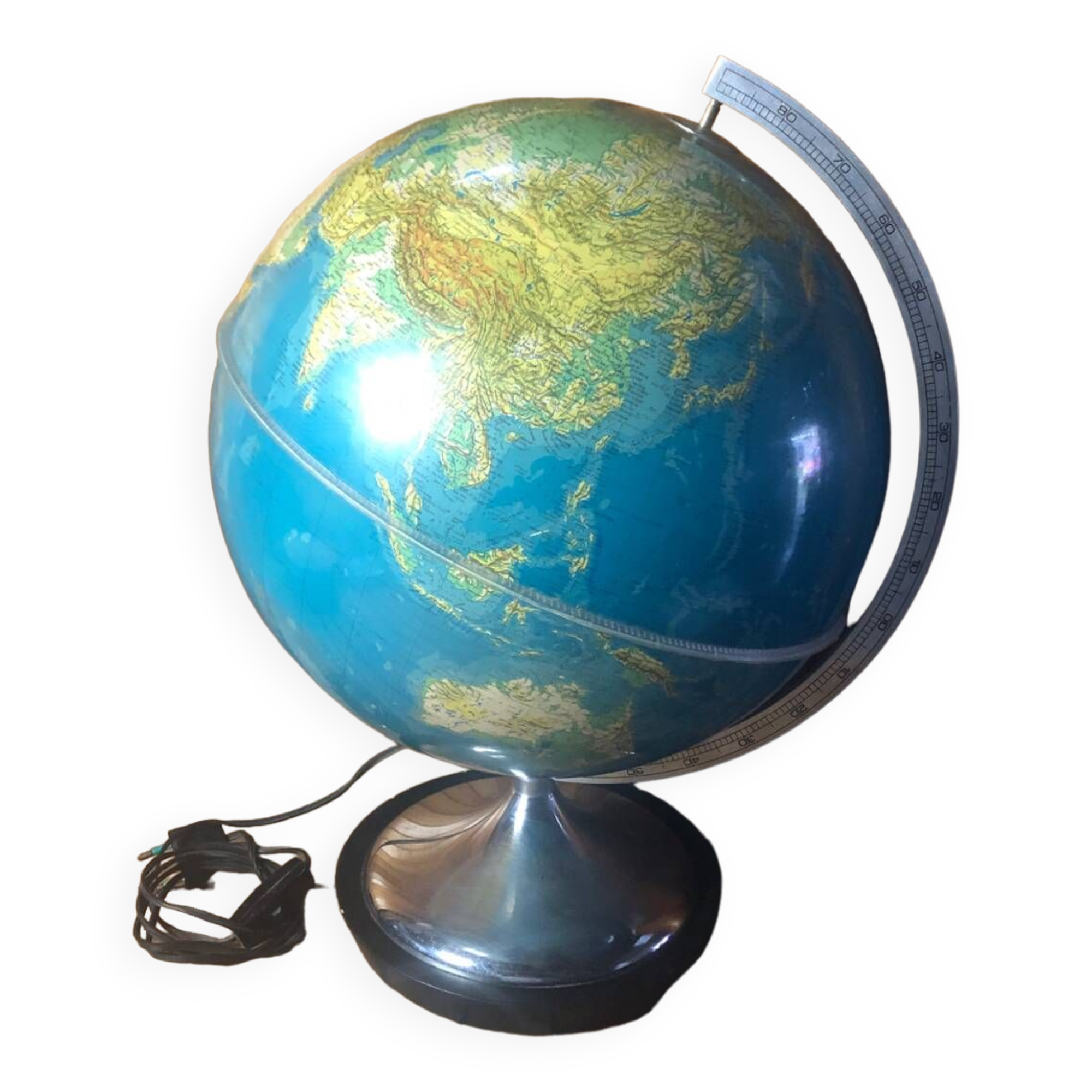 Old world map globe terrestrial grange batelière paris vintage #a356