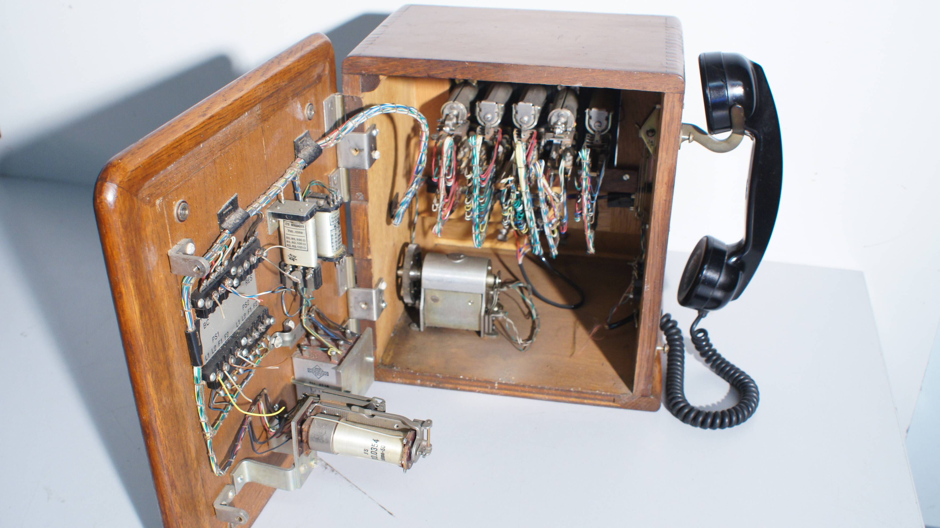Wooden network telephone centre - vintage 1964