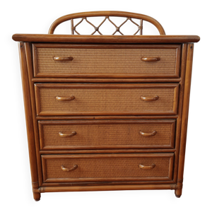 Commode vintage en rotin - cannage