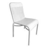White woven resin garden chair
