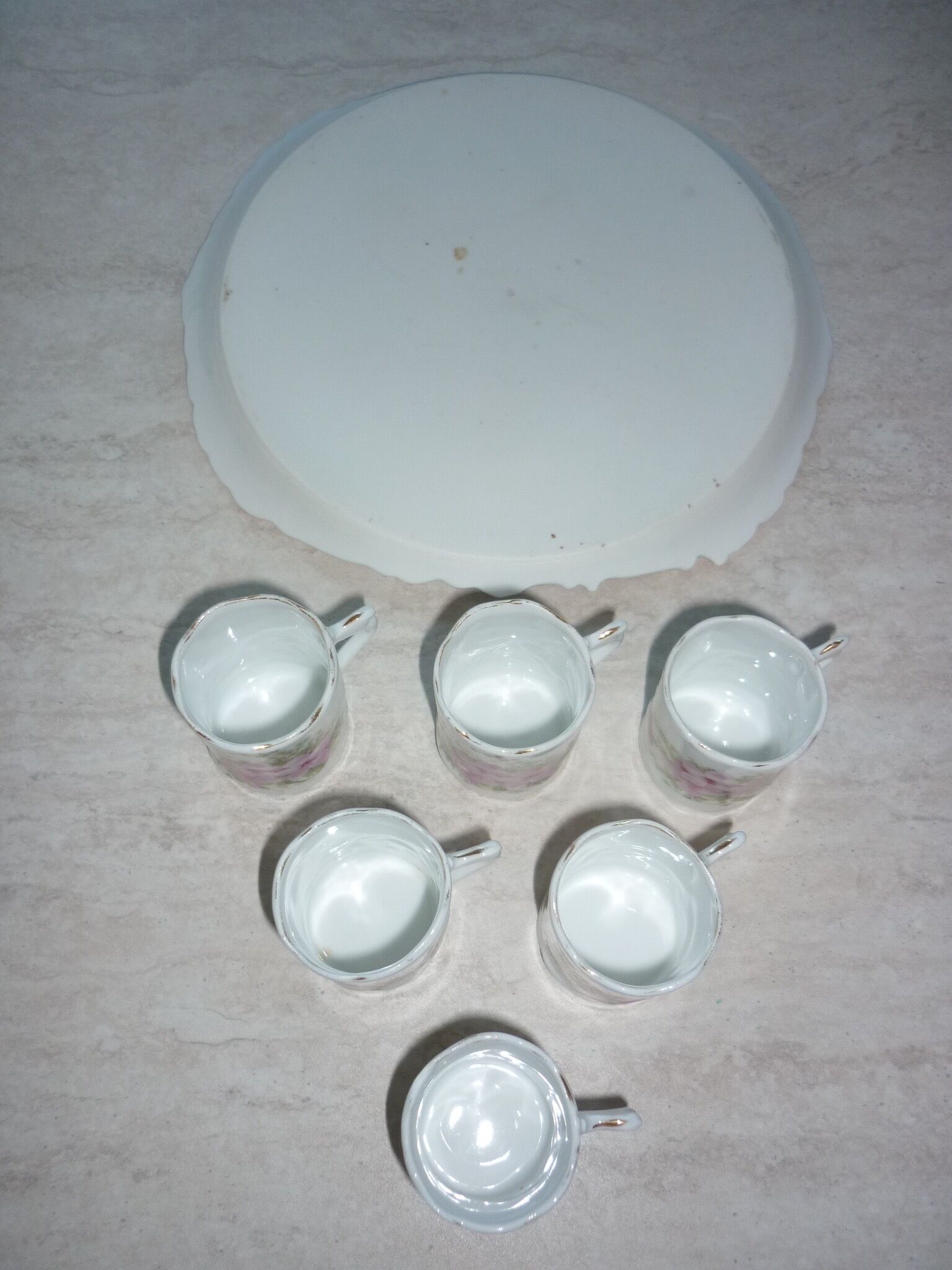 Coffee cups and tray, antique porcelain children's tableware