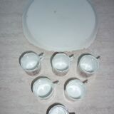 Tasses à café et plateau, vaisselle pour enfant en porcelaine ancienne