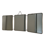 Vintage 1950s triptych barber dressing table mirror brick - 27 x 67 cm