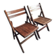 Pair of vintage French folding chairs – 1970s – beech wood chairs – rustic seats