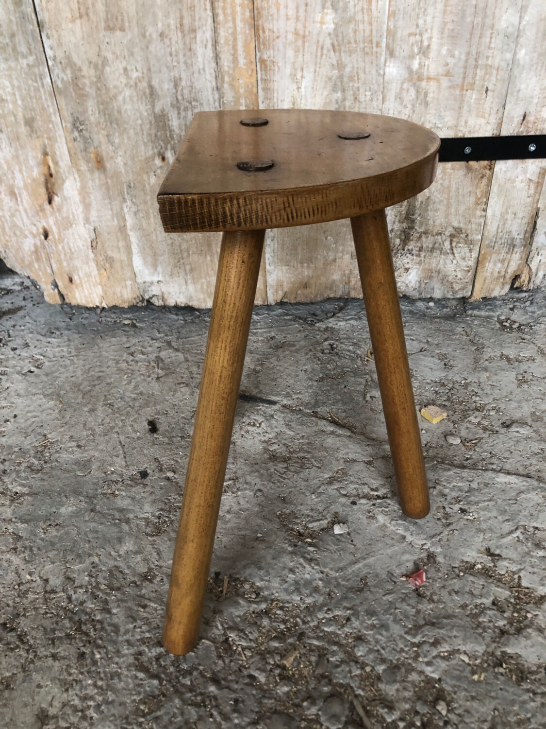 Vintage light wood milking stool