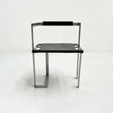Geometric chair in leather and chrome, 1980s