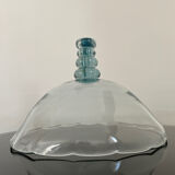 Cloche à plat en verre bleuté